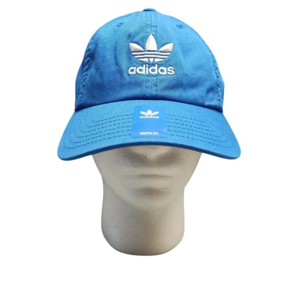 adidas Baseball Cap Youth Blue‎ 100% Cotton Relaxed Fit Adjustable Strapback Hat